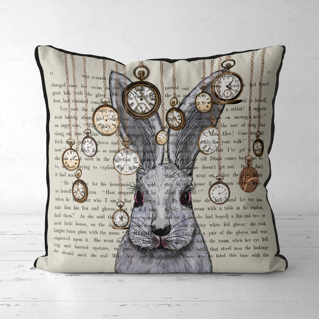 White Rabbit Alice In Wonderland Cushion, 1 of 5