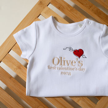 Personalised First Valentine's Day Baby Grow, 6 of 7