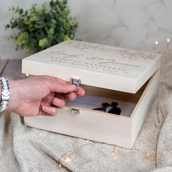 Engraved Wedding Birds And Vines Memory Box, 3 of 4