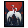 Celestial Cranes Red Blue Heron Birds Wall Art Print, thumbnail 5 of 6