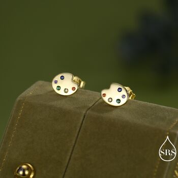 Paint Palette Stud Earrings In Sterling Silver, 5 of 12