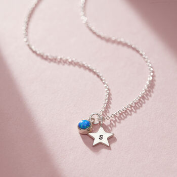 Birthstone And Initial Star Charm Necklace, 4 of 9