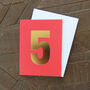 Mini Gold Foiled Number Five Card, thumbnail 4 of 5