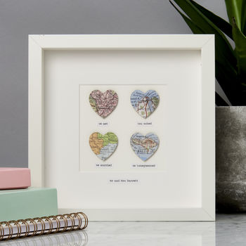 Personalised Four Hearts Message Map Picture, 2 of 5
