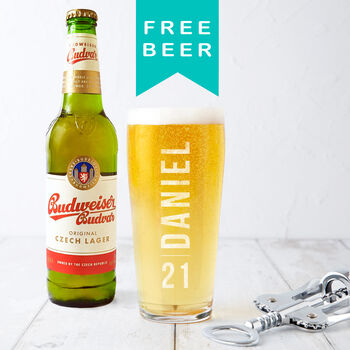 Personalised 21st Birthday Name And Age Beer Glass, 3 of 7