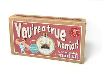 You're A True Warrior! Mini Matchbox Cross Stitch Kit, 2 of 5