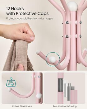Coat Stand Metal Coat Rack With 12 Hooks Four Legs, 4 of 9