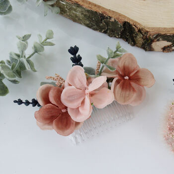 Blush Pink And Peach Bridal Flower Hair Comb, 9 of 10