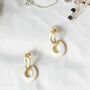 Marble Circle Cut Out Dangle Earrings In White, thumbnail 2 of 2