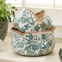 Set Of Three Turquoise Scalloped Planters, thumbnail 3 of 7
