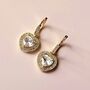 Gold Tone Crystal Heart Huggie Hoop Earrings, thumbnail 2 of 3
