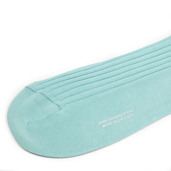 Mens Aqua Green Luxury Ribbed Dress Socks, 4 of 7