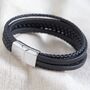 Men's Layered Vegan Leather Straps Bracelet, thumbnail 3 of 9
