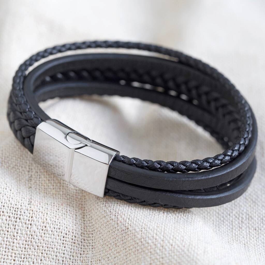 Men's Layered Vegan Leather Straps Bracelet By Lisa Angel ...