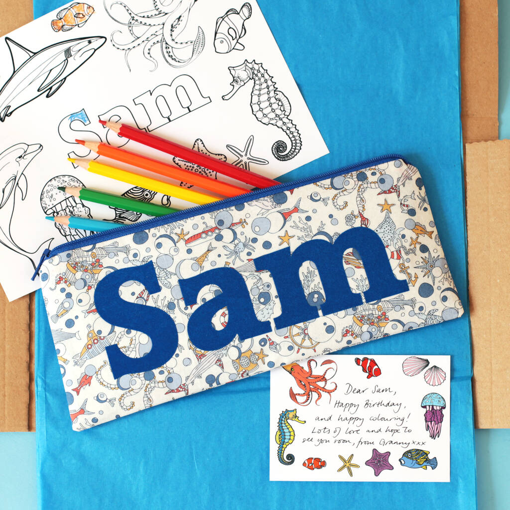 Sea Creatures Personalised Colouring Letterbox Gift Set, 1 of 5
