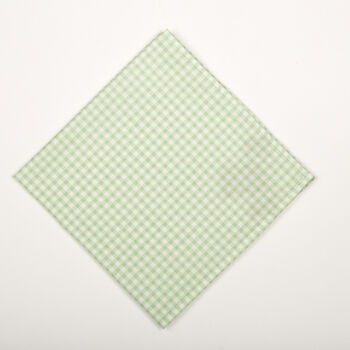 Mens Mint Green Gingham Cotton Pocket Square, 9 of 10