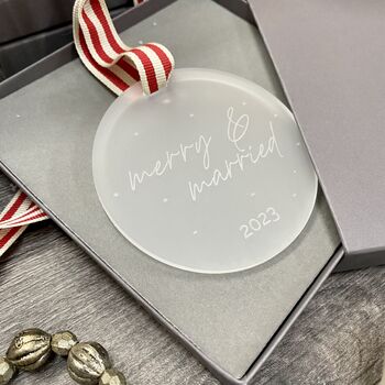 Merry And Married Christmas Tree Decoration, 3 of 7