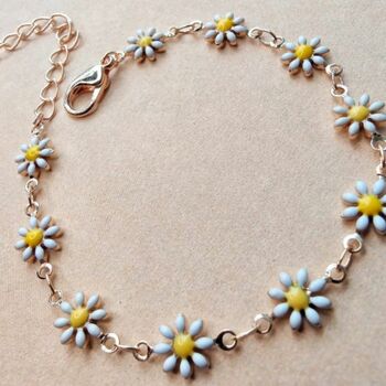 White Daisy Sun Flower Charms Summer Bracelet, 4 of 7