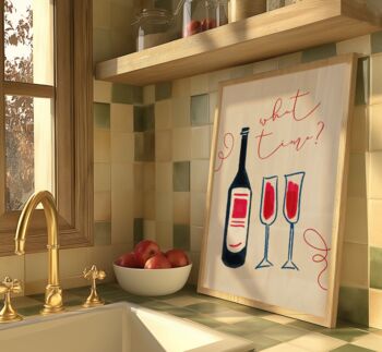 What Time Wine Wall Art Print Kitchen Disco, 3 of 11