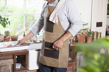 Personalised Waxed Canvas And Leather Work Apron, 3 of 12