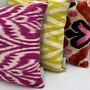 Square Ikat Silk Cushion Pink Feather, thumbnail 6 of 8