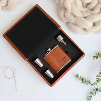 Personalised Pu Leather Wedding Hip Flask, 5 of 6