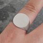 Solid Sterling Silver Circular Signet Ring, thumbnail 1 of 3
