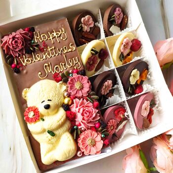Chocolate Bear And Flowers, Personalised Figure, 3 of 9