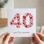Personalised Love Hearts Ruby 40th Anniversary Card, thumbnail 2 of 7