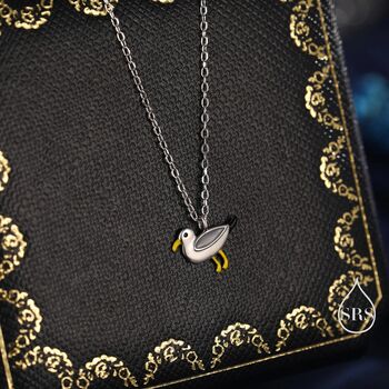 Sterling Silver Cute Seagull Pendant Necklace, 3 of 11