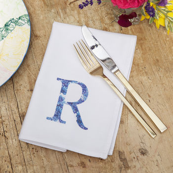 Personalised Floral Initial Napkin, 3 of 4