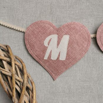 Heart Shaped Bunting In Dusky Pink For Girls Baby Room, 5 of 12