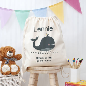 Personalised Children's Whale Pe Kit Bag, 3 of 12