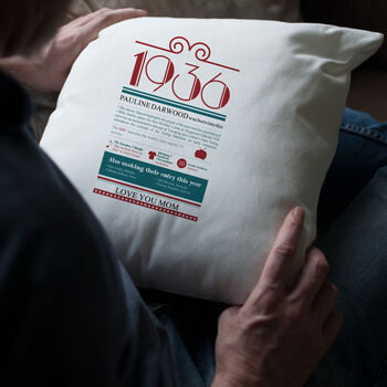Personalised 90th Birthday Gift 1936 Cushion, 12 of 12