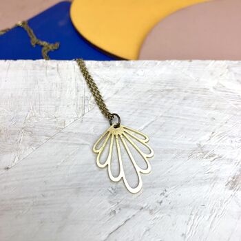 Minimal Brass Flower Cut Out Necklace, 6 of 8