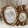 Double Aperture Gold Floral Oval Photo Frame, thumbnail 2 of 7