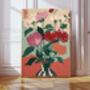 Pink Flower Abstract Vase Art Print, thumbnail 1 of 4