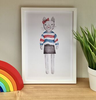Hand Painted Hipster Cat Print, 5 of 7