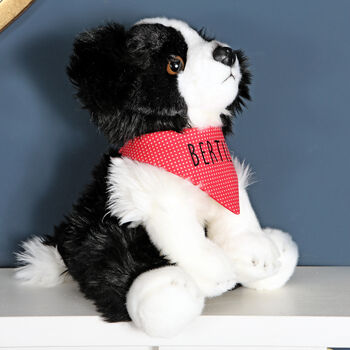 Border Collie Toy Dog, Optional Personalised Bandana, 3 of 6