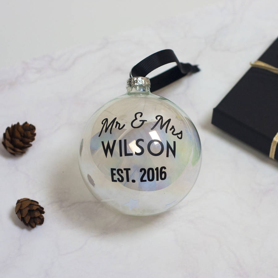 Personalised Mr And Mrs Bauble By Little Pieces | notonthehighstreet.com