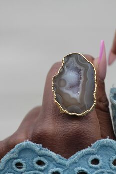 Neutral 'Mega' Gemstone Gold Plated Statement Ring, 6 of 8