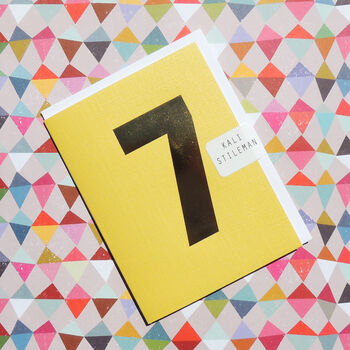 Mini Gold Foiled Number Seven Card, 3 of 5