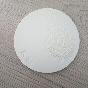 Personalised Paisley Pattern White Clay Coaster, 3 of 5