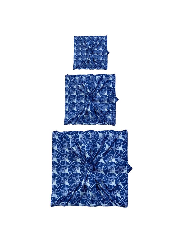 Fabric Gift Wrap Reusable Furoshiki Indigo Fans By Fabric Gift Wrap