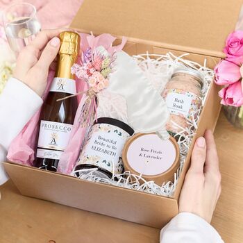 Bride To Be Luxury Gift Hamper With Prosecco And Personalised Candle, 2 of 4