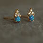 Blue Opal Sterling Silver Gold Stud Earrings, thumbnail 5 of 5