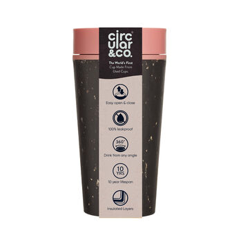 Leak Proof Reusable Cup 12oz Black And Giggle Pink, 6 of 6