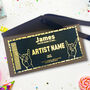 Personalised Golden Rock Concert Ticket On Black Card, thumbnail 1 of 4