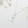 Sterling Silver Awareness Ribbon Necklace With Cubic Zirconia's, thumbnail 3 of 6