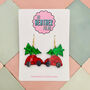 Christmas Tree On A Car Glitter Resin Earrings, thumbnail 1 of 4